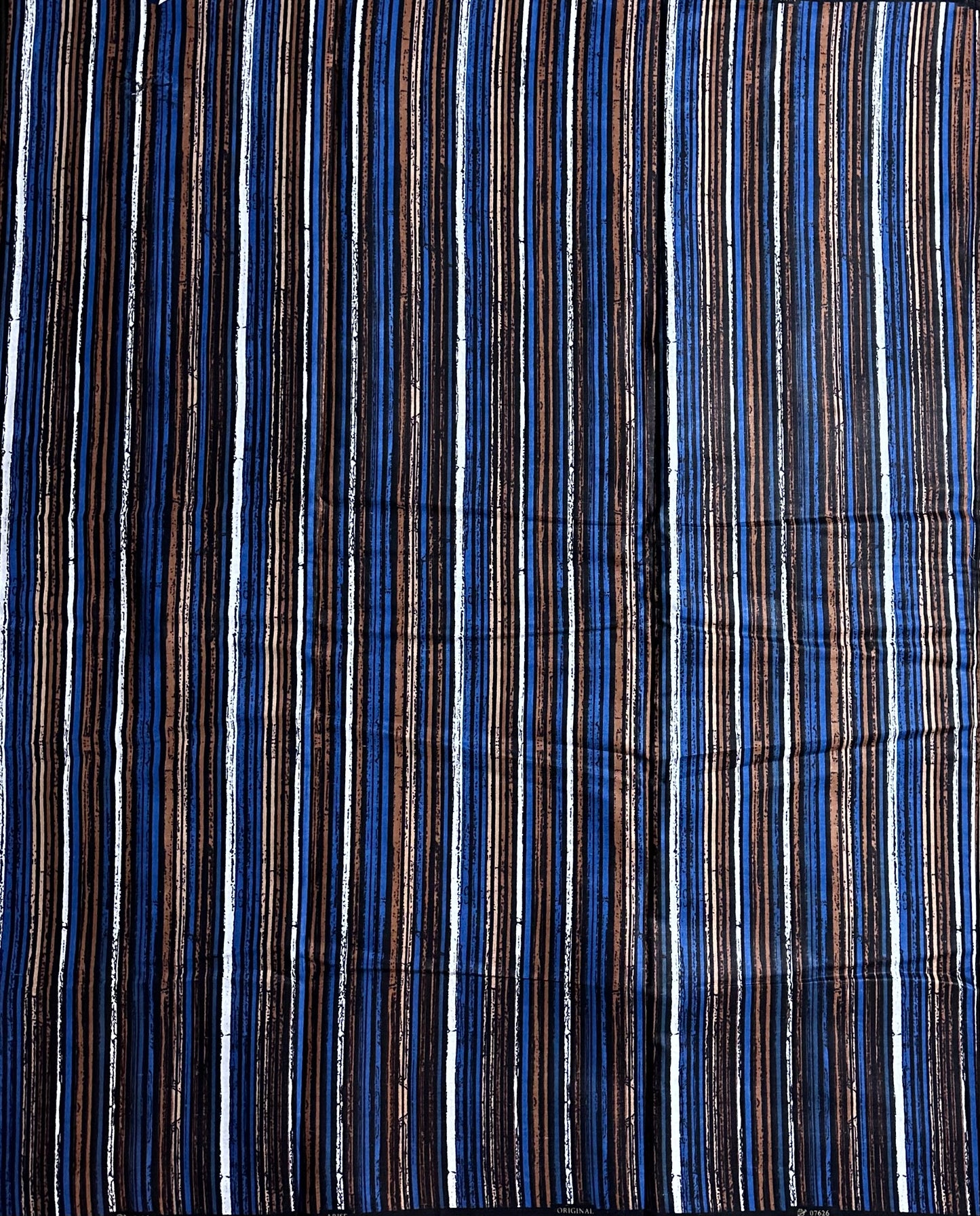 African Print Fabric, Ankara - Blue, Brown, White Fabric