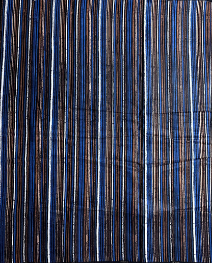 African Print Fabric, Ankara - Blue, Brown, White Fabric