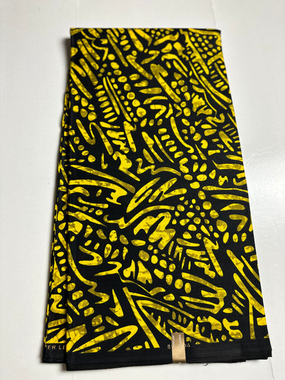 African Print Fabric, Ankara - Yellow Fabric