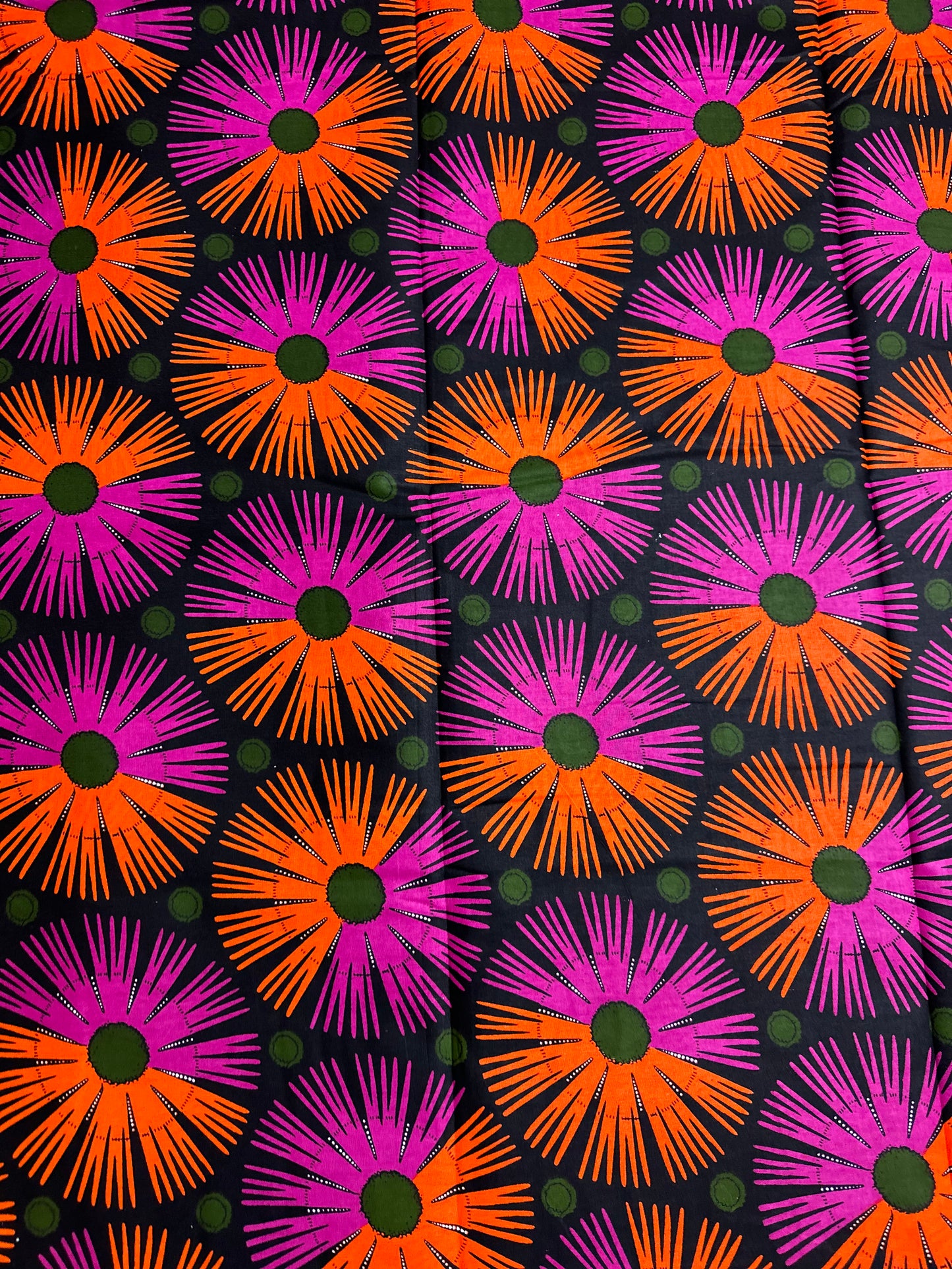 African Print Fabric, Ankara - Pink, Orange Fabric