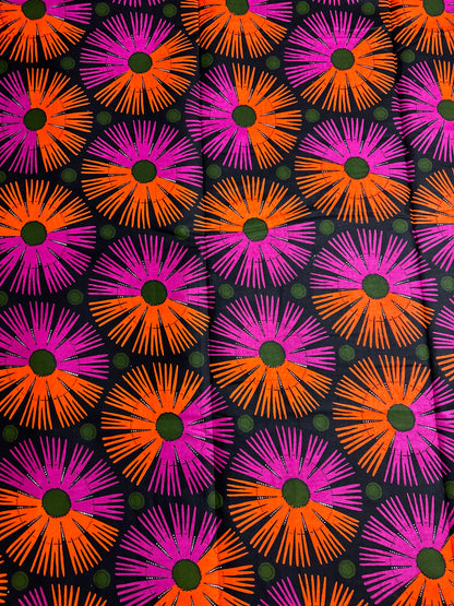 African Print Fabric, Ankara - Pink, Orange Fabric