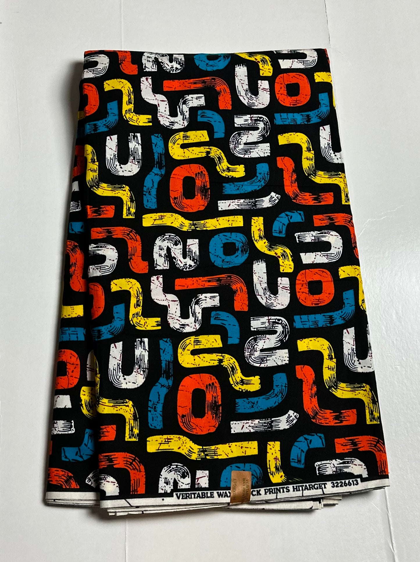 African Print Fabric, Ankara - Orange, Yellow, Blue Fabric