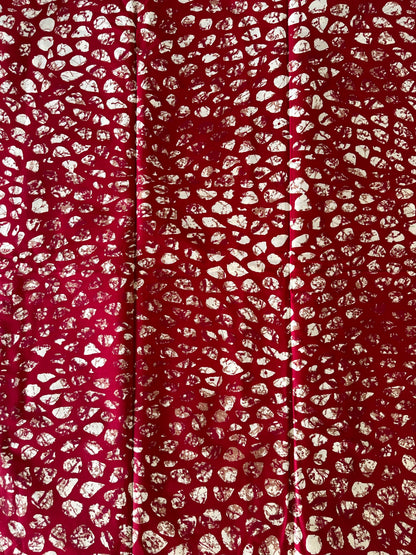 African Print Fabric, Ankara - Red, Beige Fabric