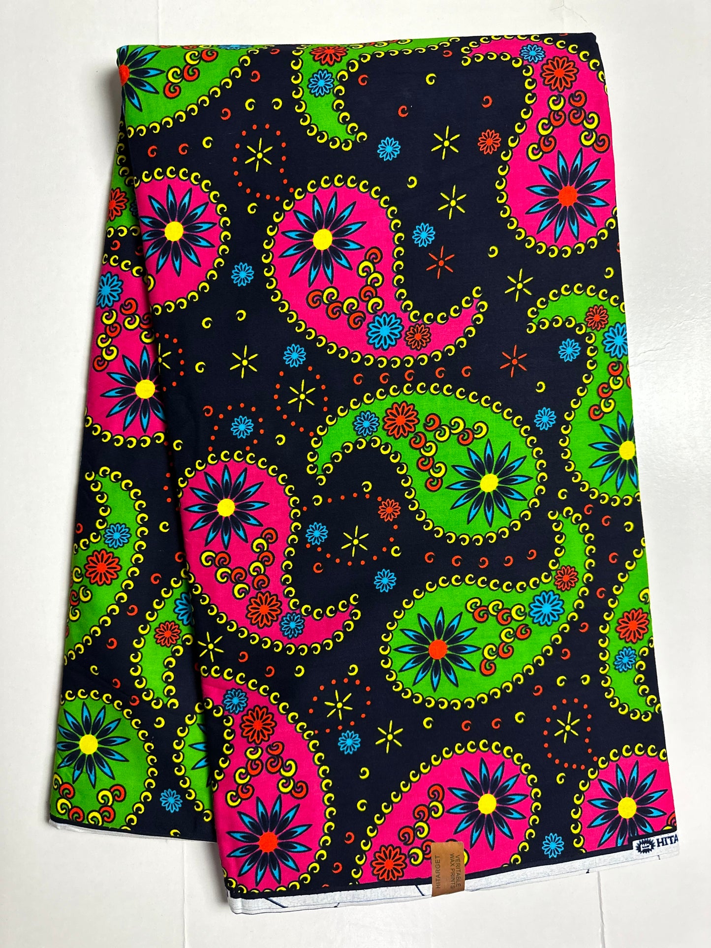 African Print Fabric, Ankara - Pink, Green Fabric