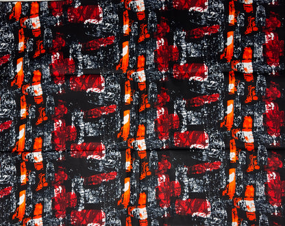 African Print Fabric, Ankara - Red, Orange Fabric