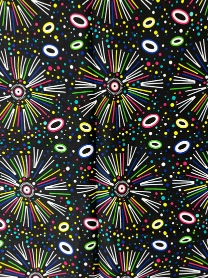 African Print Fabric, Ankara - Blue, Yellow, Pink Fabric