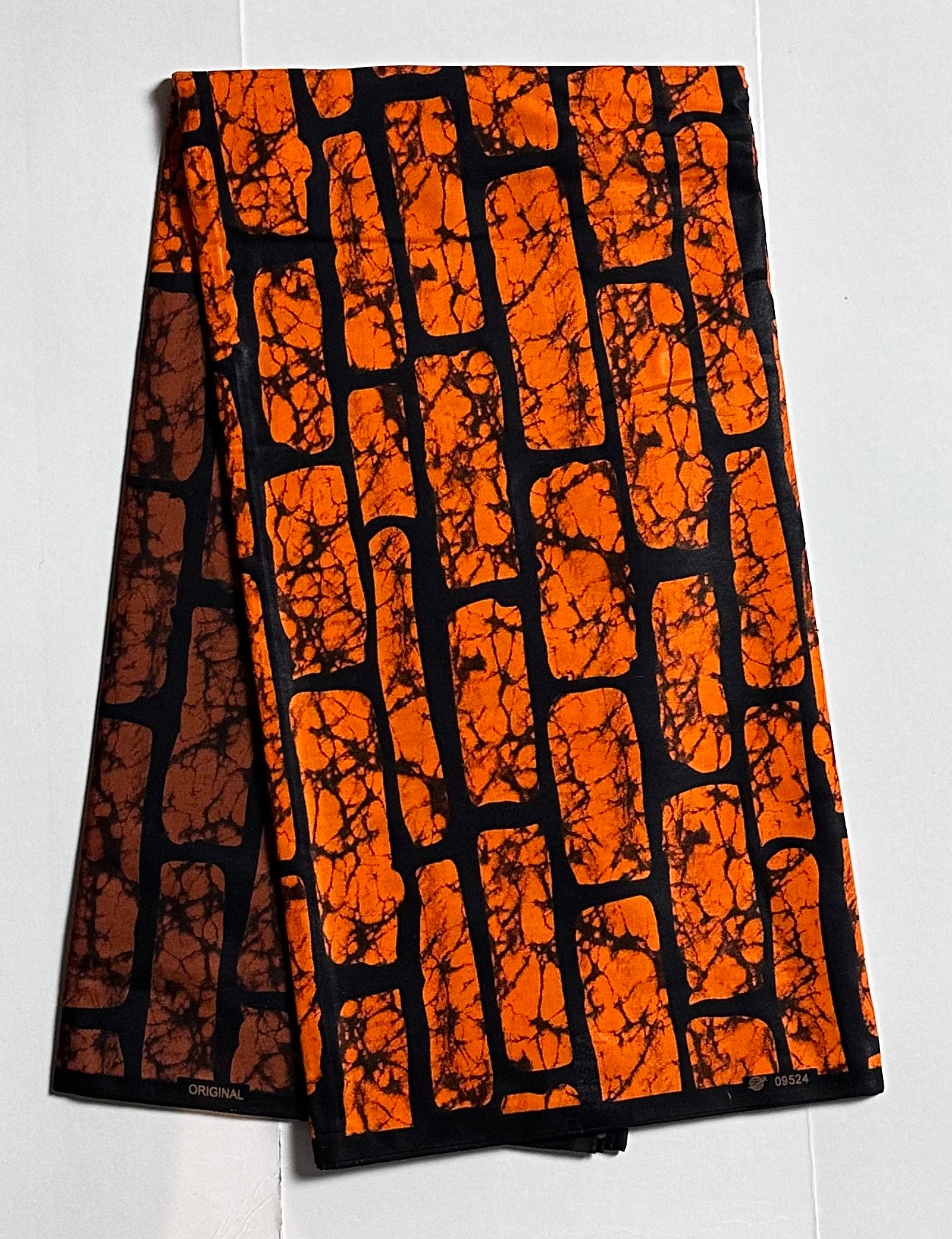 African Print Fabric, Ankara - Orange, Brown Fabric
