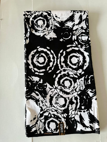 African Print Fabric, Ankara - Black, White, Monochrome Fabric