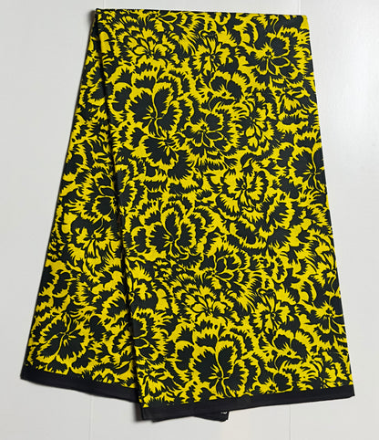 African Print Fabric, Ankara - Yellow Fabric