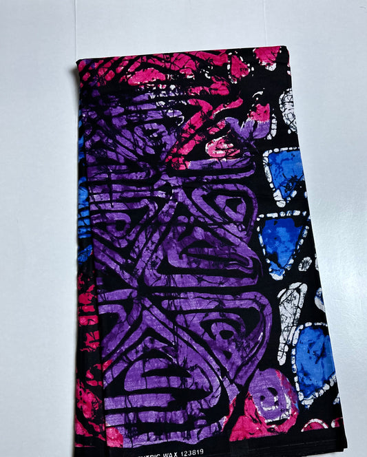 African Print Fabric, Ankara - Purple, Blue, Pink Fabric