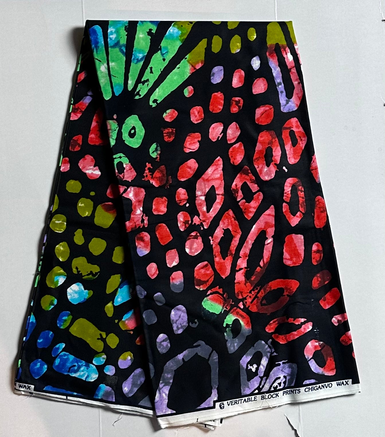 African Print Fabric, Ankara - Blue, Red, Green Fabric