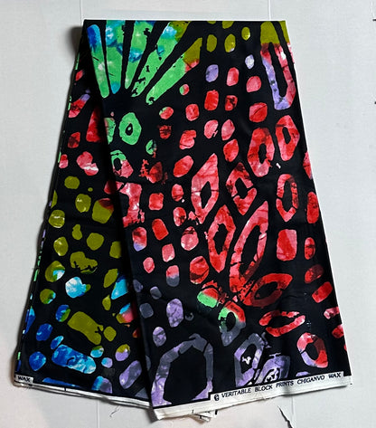 African Print Fabric, Ankara - Blue, Red, Green Fabric