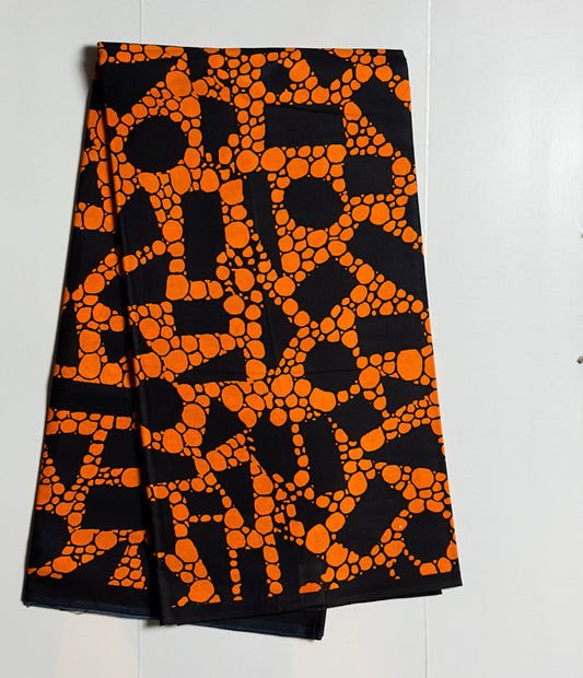 African Print Fabric, Ankara - Orange Fabric