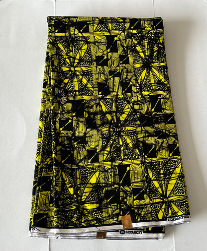 African Print Fabric, Ankara -Yellow Fabric, African Clothing