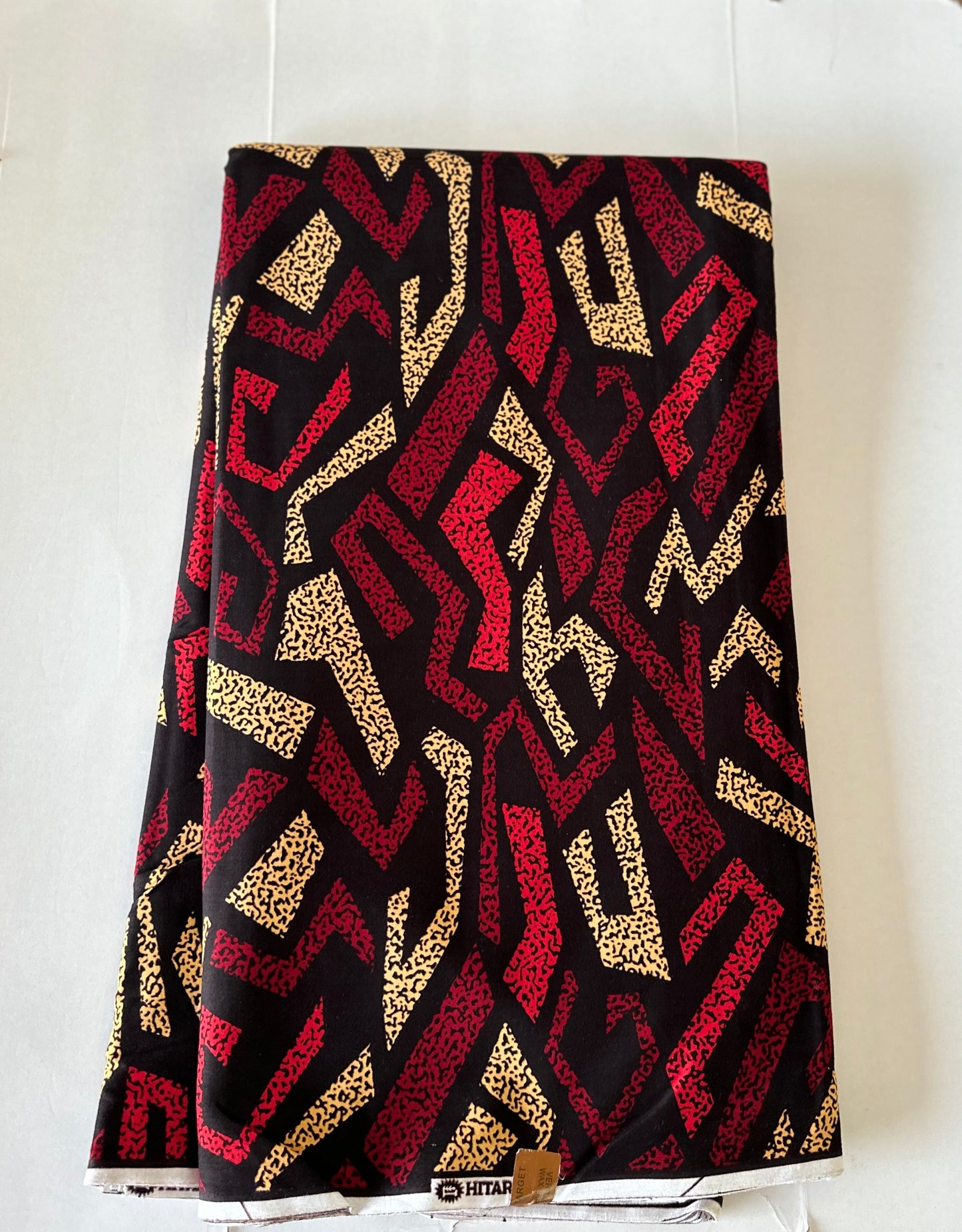 African Print Fabric, Ankara - Red, Brown Fabric