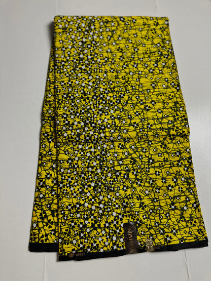 African Print Fabric, Ankara - Yellow Fabric