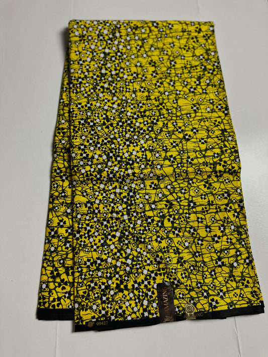 African Print Fabric, Ankara - Yellow Fabric