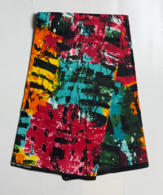 African Print Fabric, Ankara - Yellow, Red, Orange Fabric