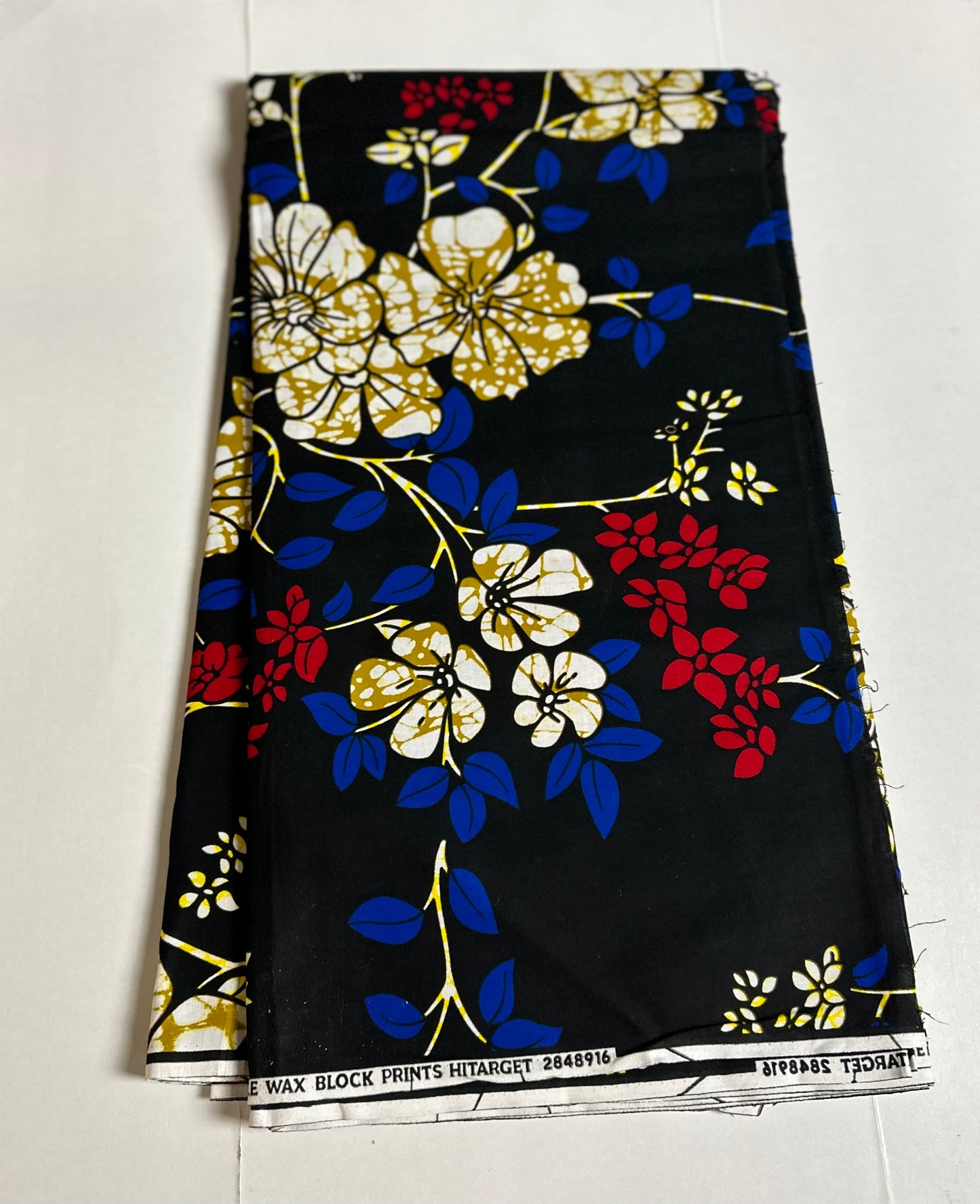 African Print Fabric, - Blue, Red, Beige Ankara Fabric