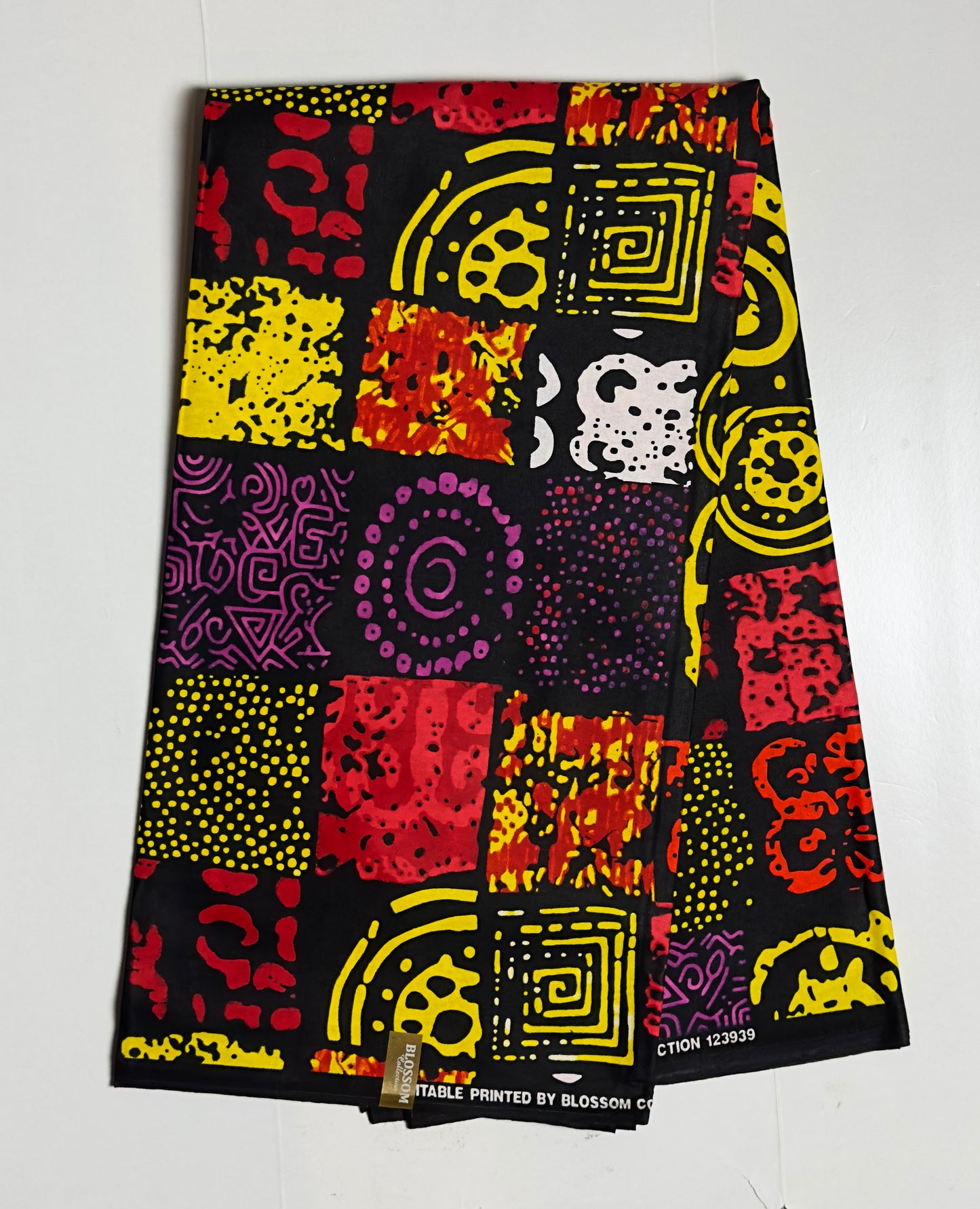African Print Fabric, Ankara - Yellow, Purple Fabric