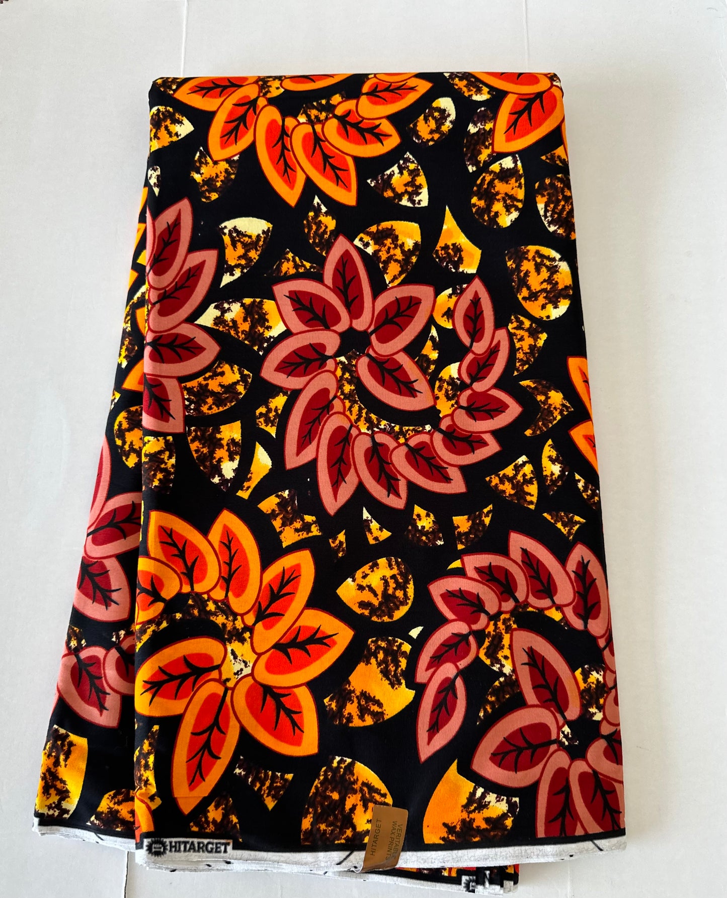 African Print Fabric, Ankara - Orange Fabric