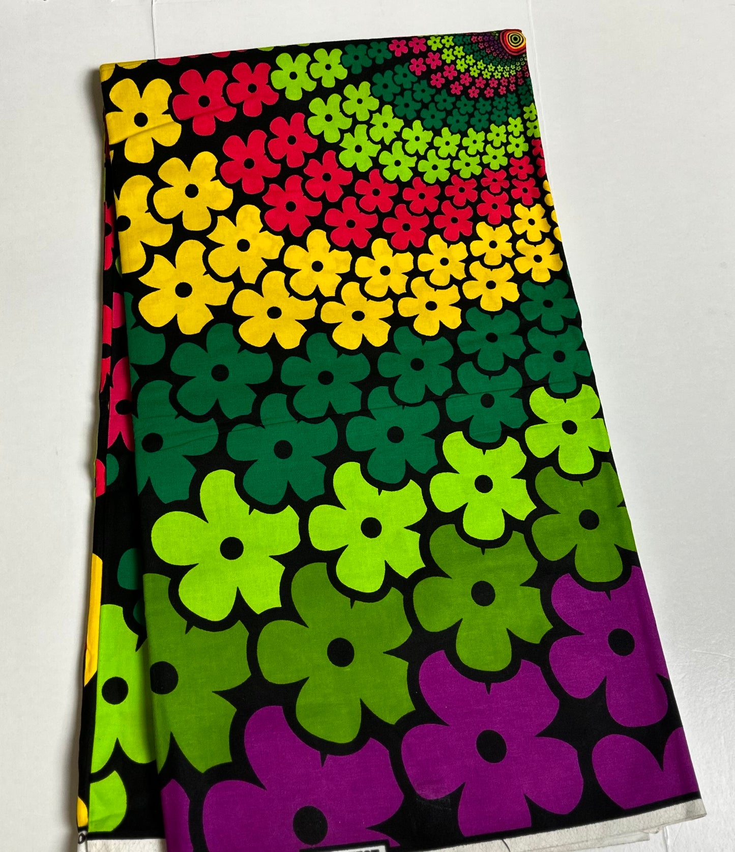 African Print Fabric, Ankara - Green, Pink, Yellow Fabric