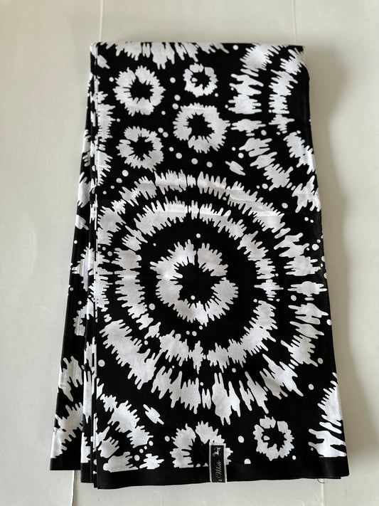 African Print Fabric, Ankara - Black, White, Monochrome Fabric