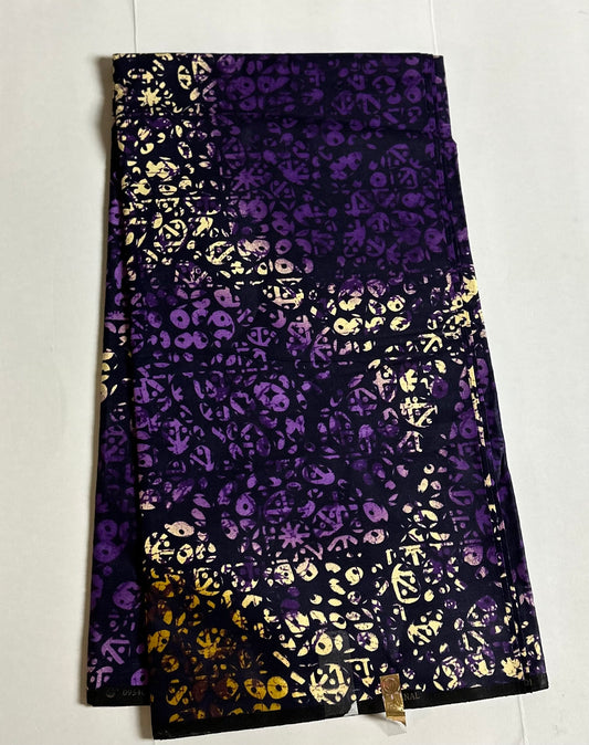 African Print Fabric, Ankara - Purple, Beige Fabric
