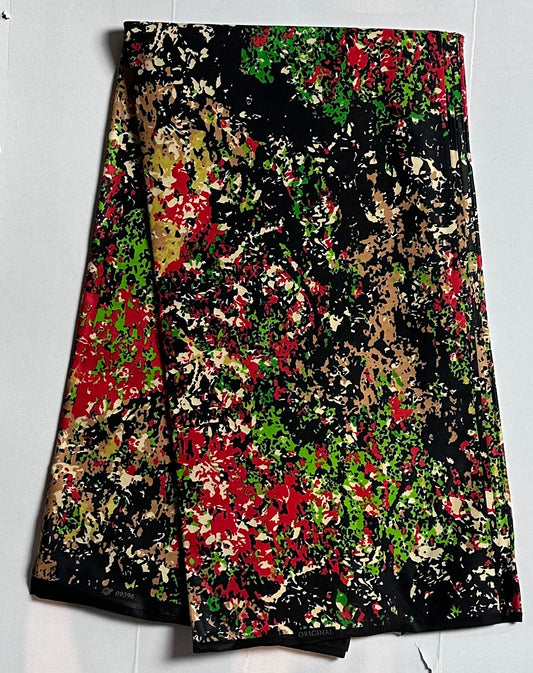 African Print Fabric, Ankara -Red, Green, Brown Fabric