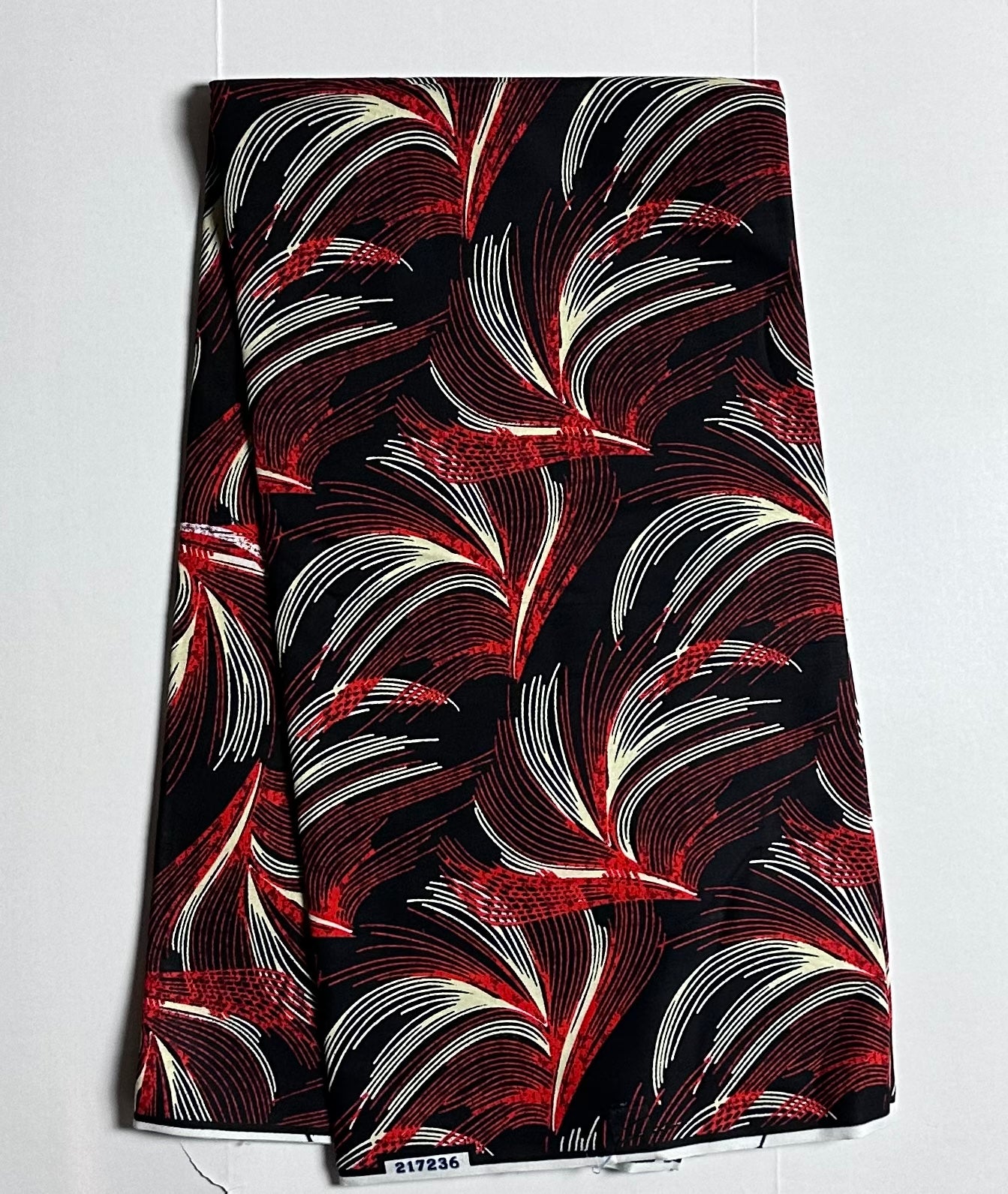 African Print Fabric, Ankara - Red, Black, Beige Fabric