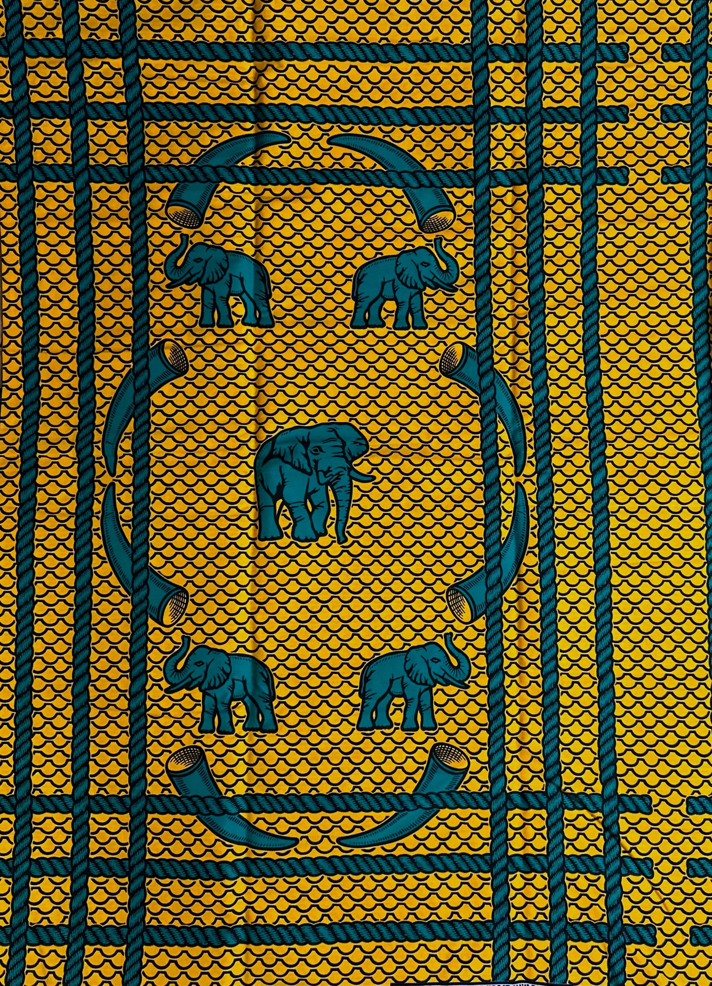 African Print Fabric, Ankara - Yellow, Green Fabric