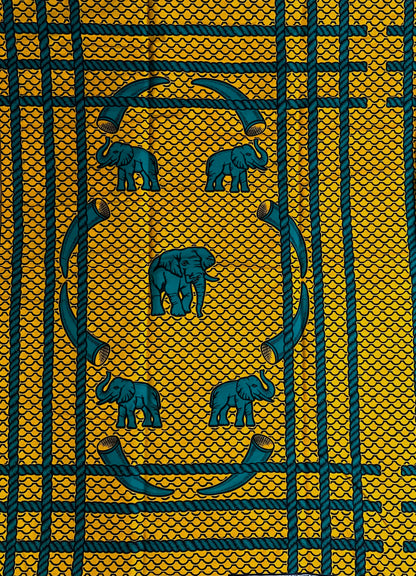 African Print Fabric, Ankara - Yellow, Green Fabric