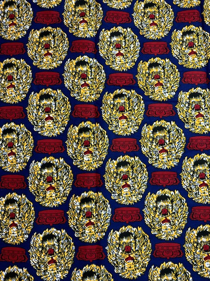 African Print Fabric, Ankara - Blue, Red, Yellow Fabric