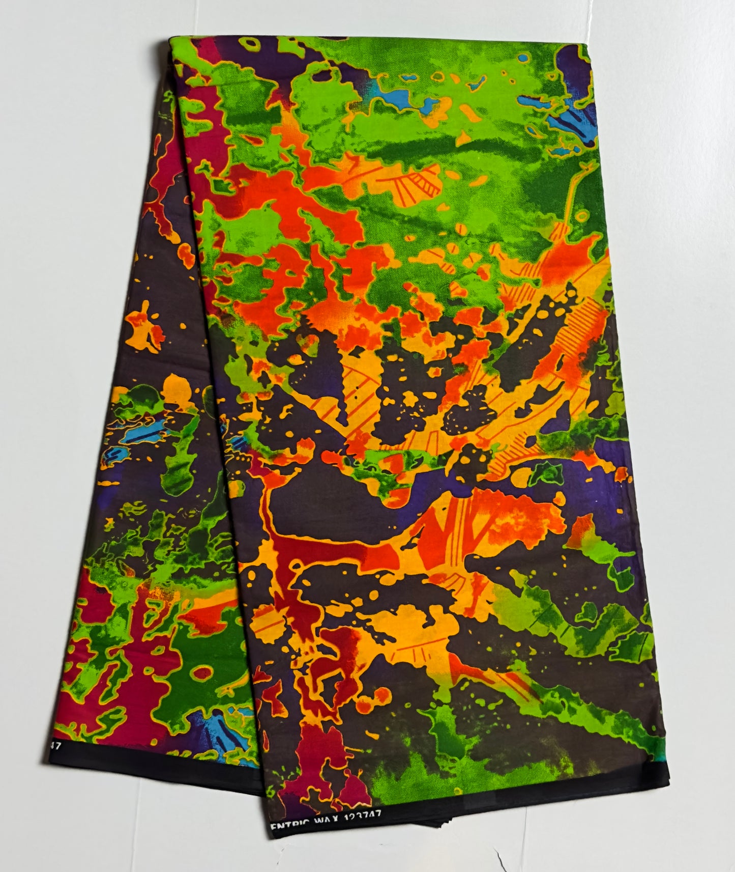 African Print Fabric, Ankara - Green, Red, Orange Fabric