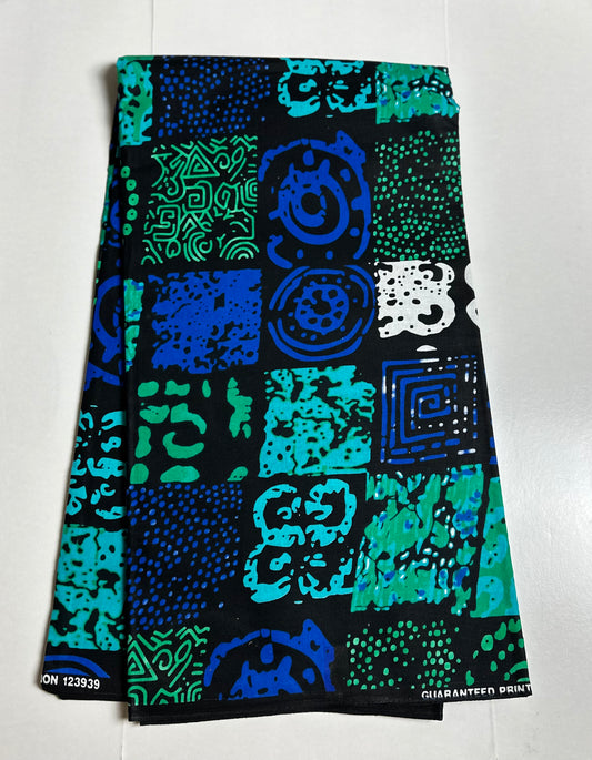 African Print Fabric, Ankara Blue, Turquoise Fabric