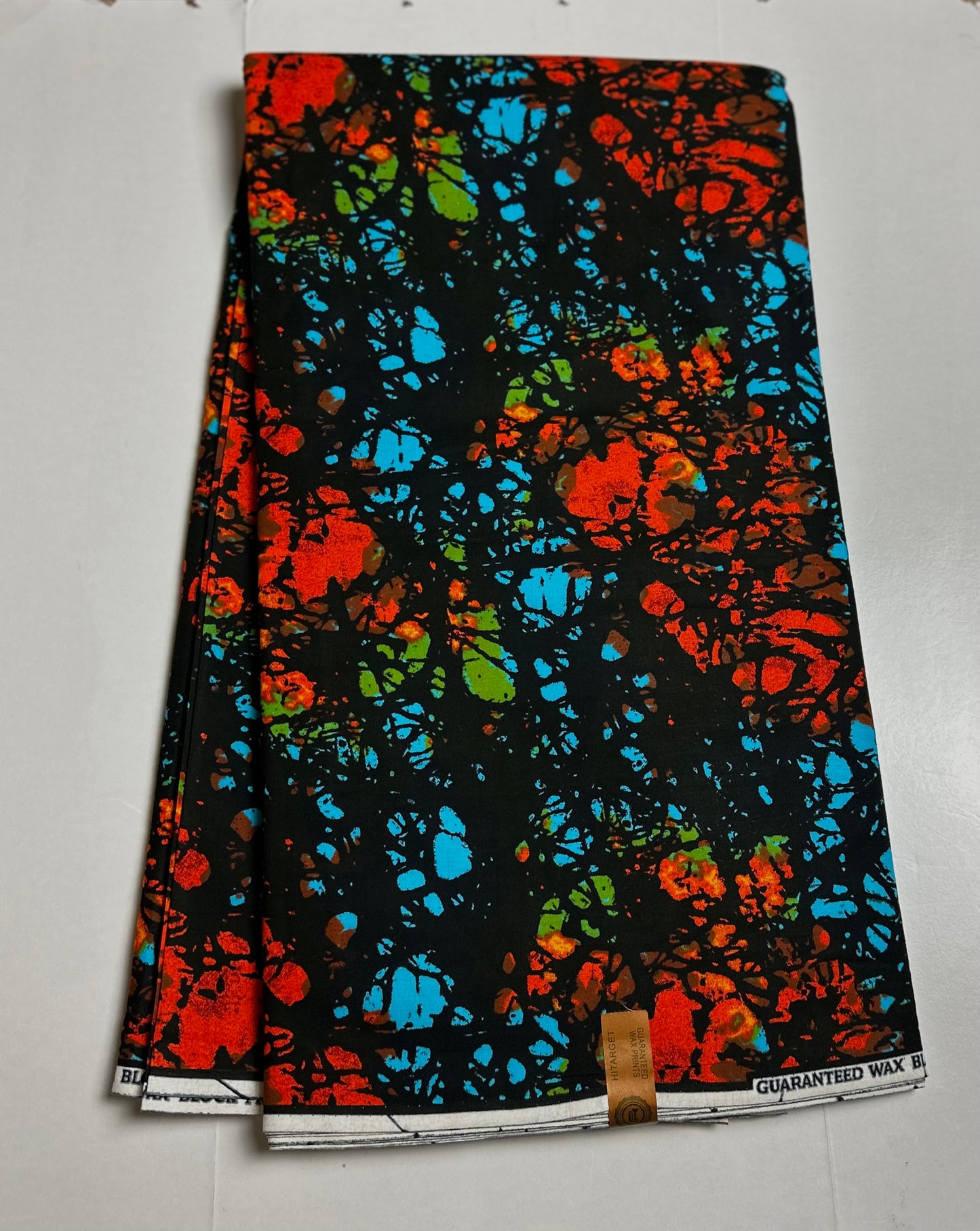 African Print Fabric, Ankara - Blue, Orange Fabric