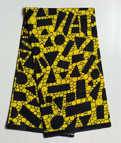 African Print Fabric, Ankara - Yellow Fabric