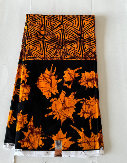 African Print Fabric, Ankara - Orange Fabric