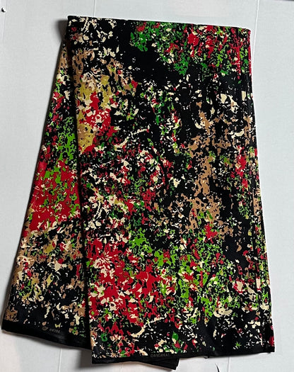African Print Fabric, Ankara -Red, Green, Brown Fabric