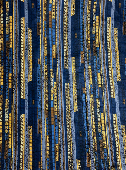 African Print Fabric, Ankara - Blue, Grey, Brown Fabric