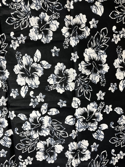 African Print Fabric, Ankara - Black, White Fabric