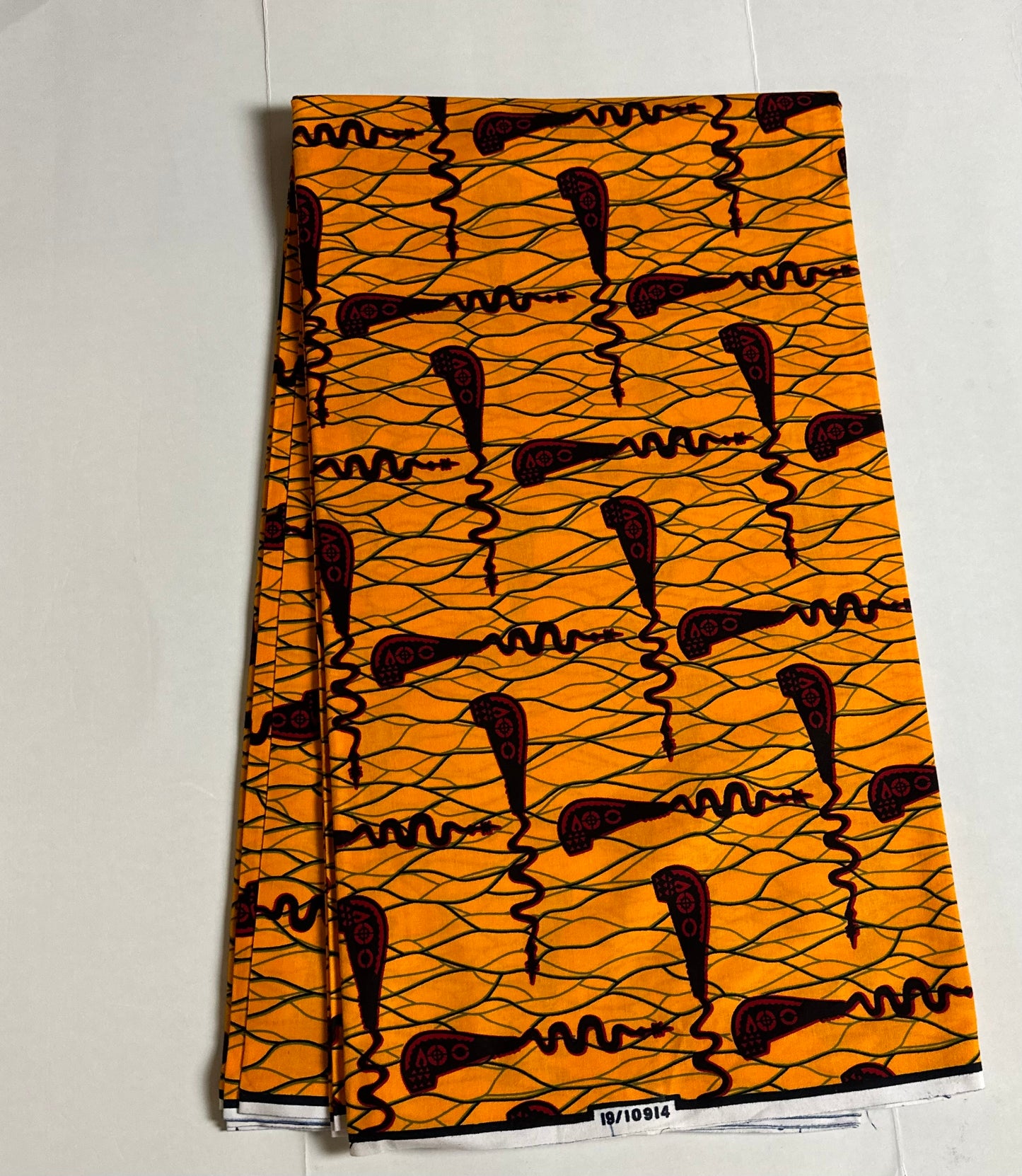 African Print Fabric, Ankara - Yellow, Red Fabric