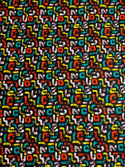 African Print Fabric, Ankara - Yellow, Green, Orange Fabric