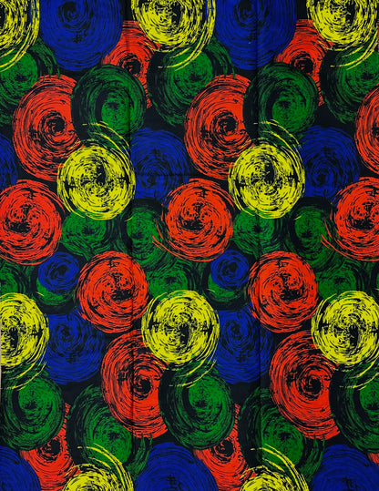 African Print Fabric, Ankara - Green, Blue, Yellow Fabric