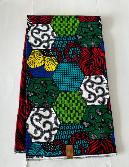 African Print Fabric, Ankara - Red Fabric