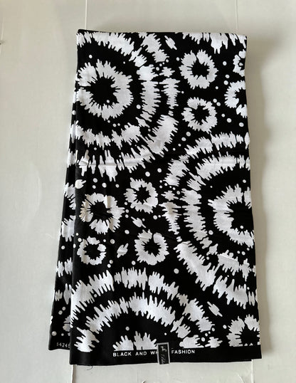 African Print Fabric, Ankara - Black, White, Monochrome Fabric