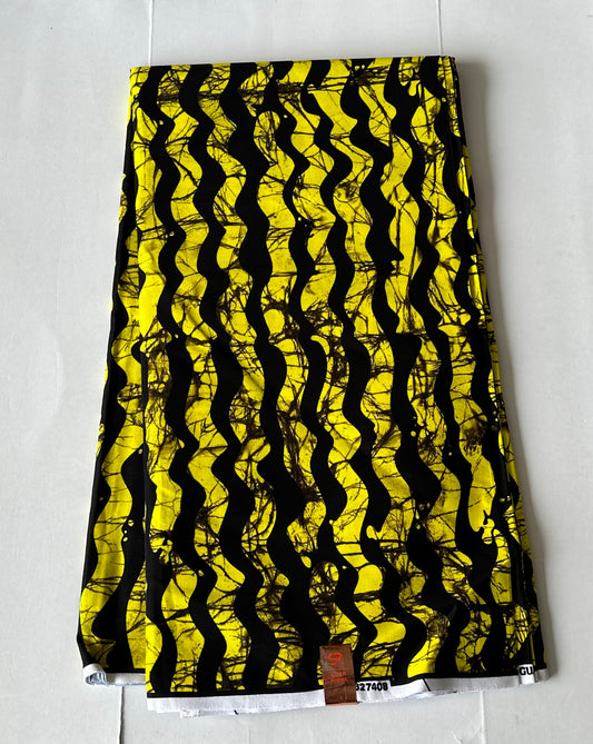 African Print Fabric, Ankara - Yellow Fabric