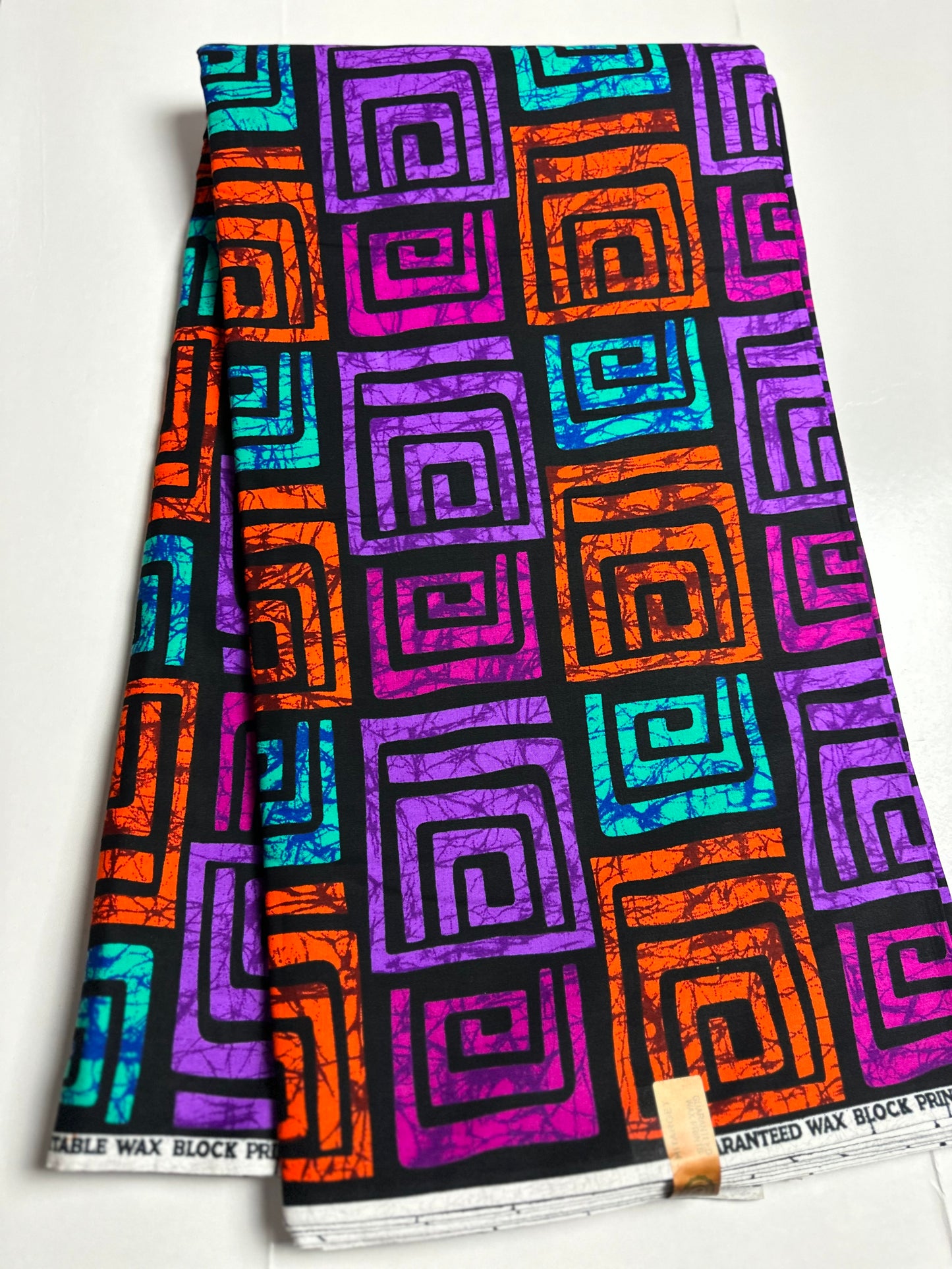 African Print Fabric, Ankara - Purple, Orange, Magenta Fabric