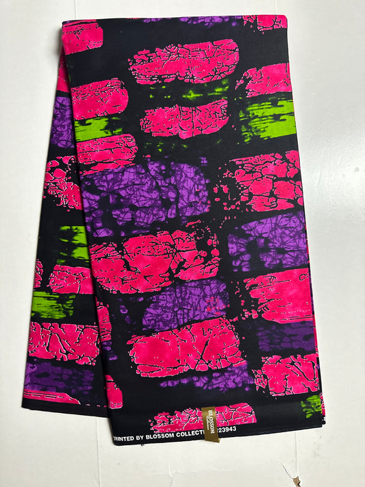 African Print Fabric, Ankara - Purple, Pink, Green Fabric