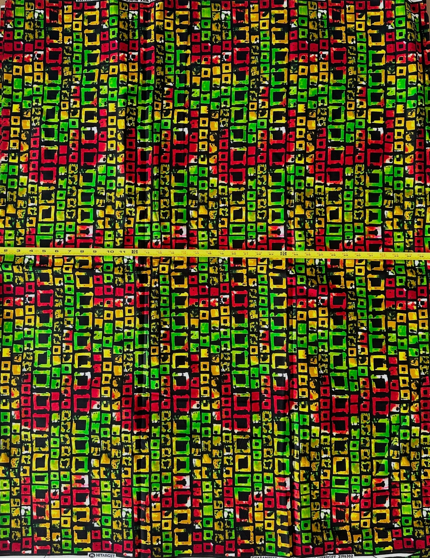 African Print Fabric, Ankara - Red, Green, Yellow Fabric